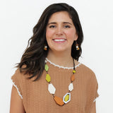 Sylca BP25N18LM Lime Silver Accent Iva Statement Necklace