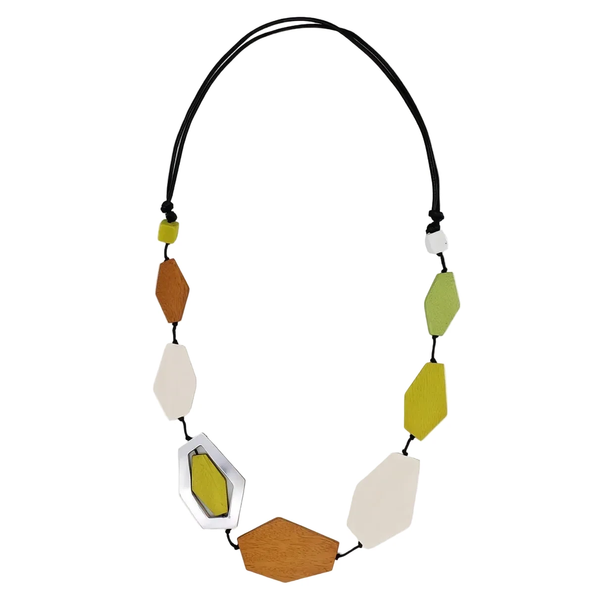 Sylca BP25N18LM Lime Silver Accent Iva Statement Necklace