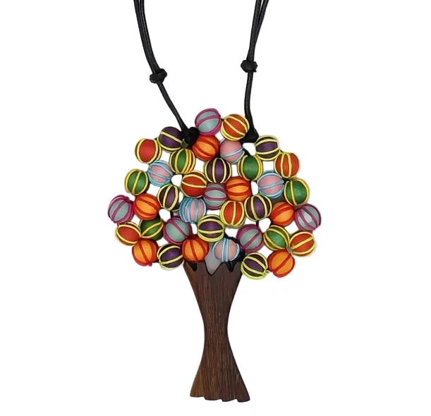 Sylca BP25N21MU Rainbow Elm Tree Statement Pendant Necklace