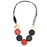 Sylca BP25N27BK Black Red Carved Bead Carla Necklace