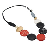 Sylca BP25N27BK Black Red Carved Bead Carla Necklace