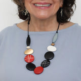 Sylca BP25N27BK Black Red Carved Bead Carla Necklace