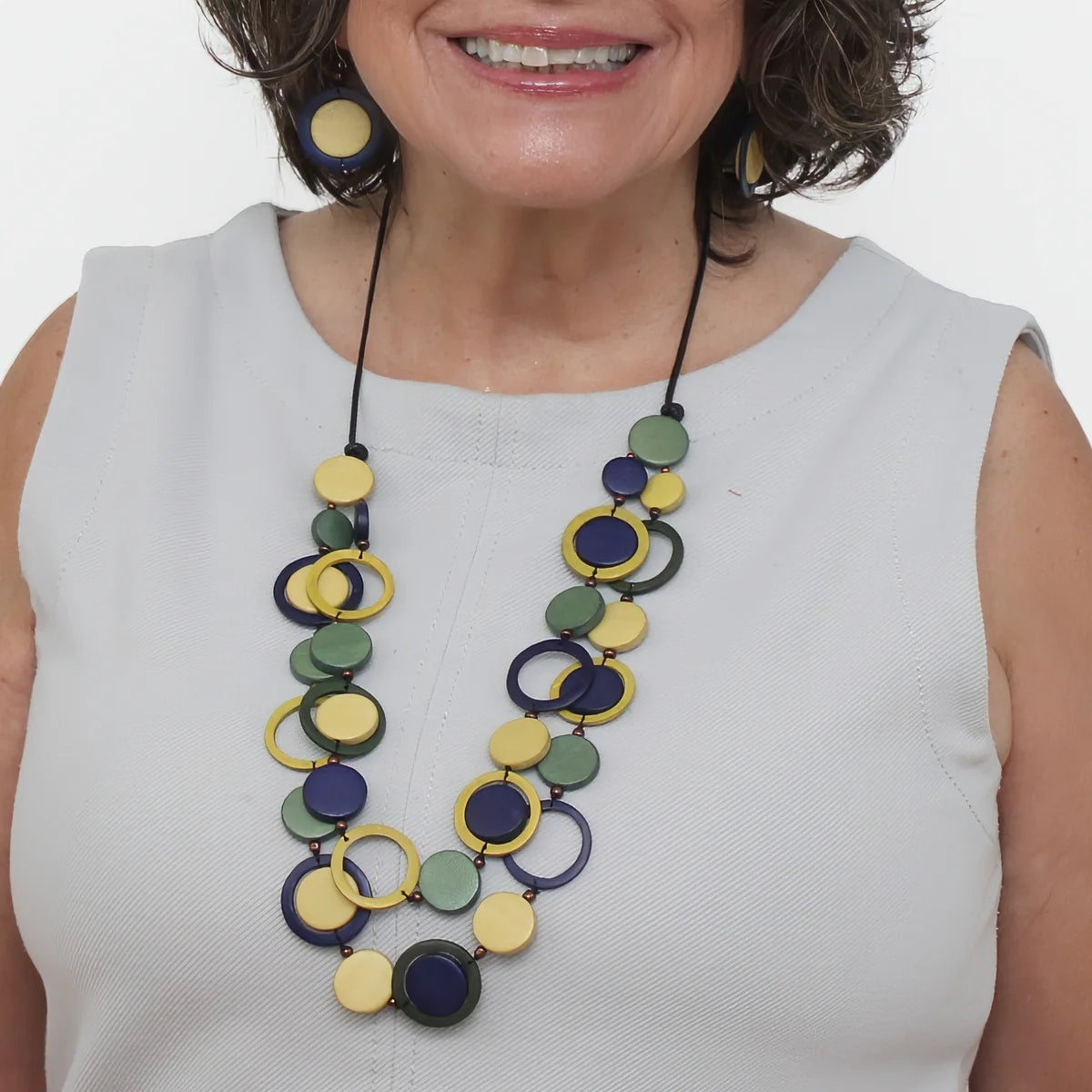 Sylca BP25N30Y Yellow Circle Cut-Out Necklace