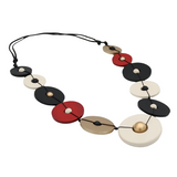 Sylca BP25N38RD Aria Gold Black Red Bold Circle Statement Necklace