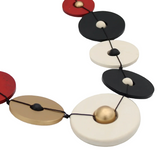 Sylca BP25N38RD Aria Gold Black Red Bold Circle Statement Necklace