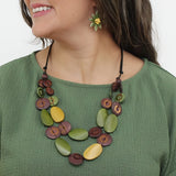 Sylca BP26N18 OLIVE Olive Grove Layered Wood Necklace