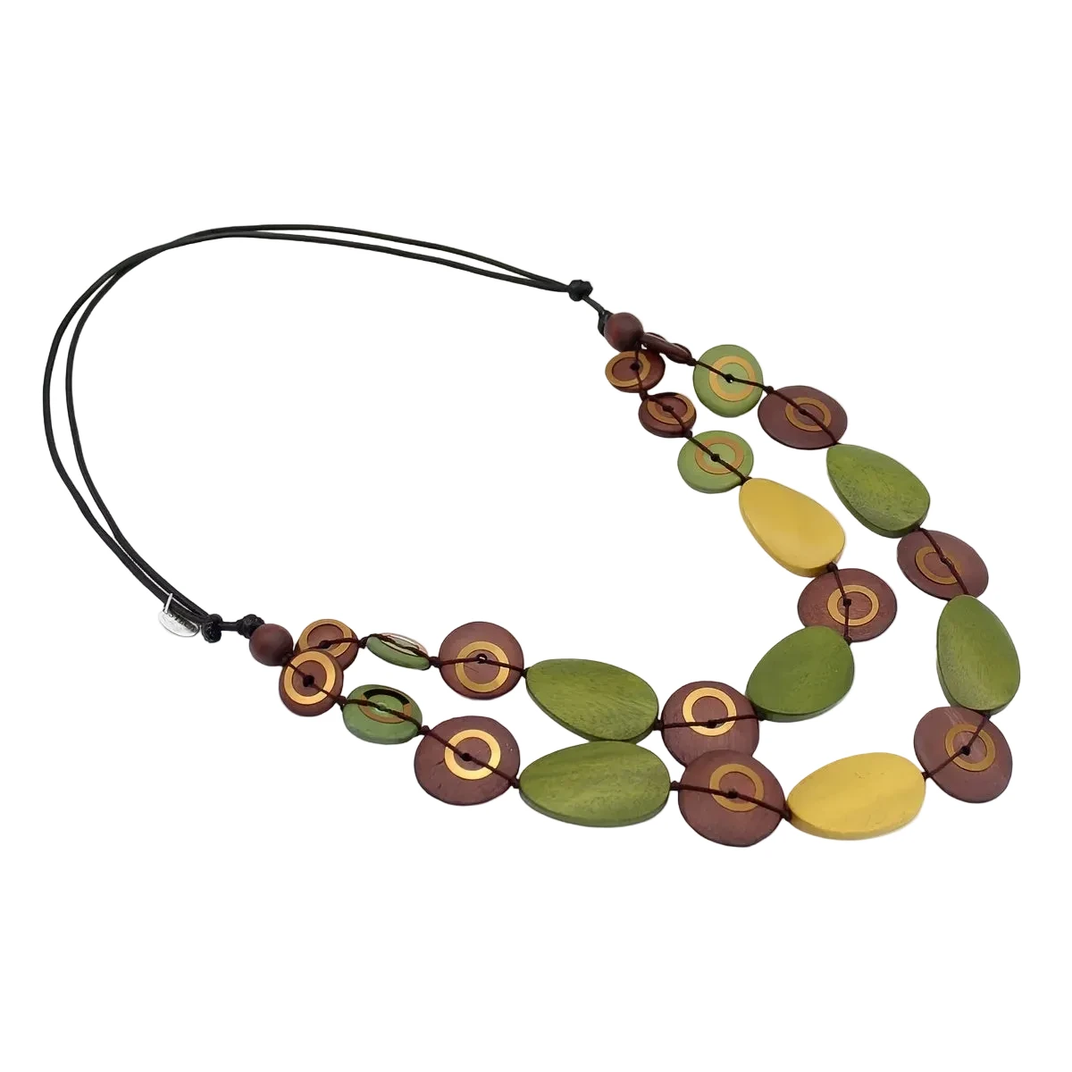 Sylca BP26N18 OLIVE Olive Grove Layered Wood Necklace