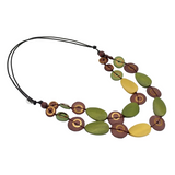 Sylca BP26N18 OLIVE Olive Grove Layered Wood Necklace