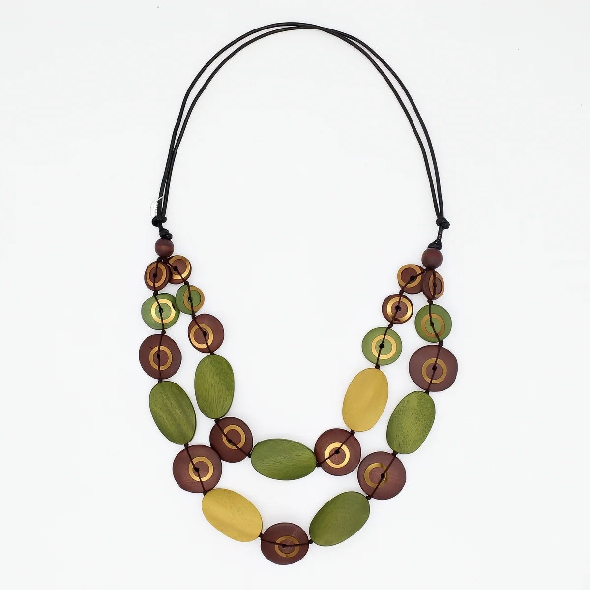 Sylca BP26N18 OLIVE Olive Grove Layered Wood Necklace