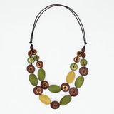 Sylca BP26N18 OLIVE Olive Grove Layered Wood Necklace