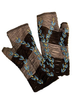 Windhorse Trading 8128BG Black Grey Embroidered Cotton Hand Warmer Fingerless Gloves