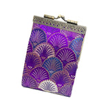 Cathayana CHR-109 Purple & Blue Brocade Shells Card Holder With Rfid, Card Case, Card Wallet