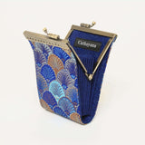 Cathayana CHR-105 Navy Blue & Brown Brocade Shells Card Holder With Rfid, Card Case, Card Wallet