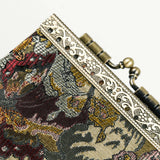 Cathayana CHR-38 Brown and Burgundy Floral Brocade RFID Blocking Credit Card Holder/Case/Wallet