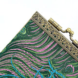 Cathayana CHR-62 Teal and Pink Brocade Peacock RFID Blocking Credit Card Holder/Case/Wallet