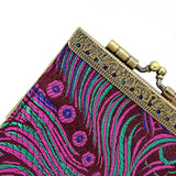 Cathayana CHR-65 Purple and Blue Brocade Peacock RFID Blocking Credit Card Holder/Case/Wallet