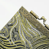 Cathayana CHR-67 Grey and Gold Brocade Peacock Card Holder With Rfid Card Case Card Wallet