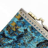 Cathayana CHR-86 Blue & Black Abstract Pattern Brocade Card Holder With Rfid, Card Case, Card Wallet