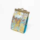 Cathayana CHR-90 Sky Blue Brocade Small Floral Pattern Card Holder With Rfid Card Case Card Wallet