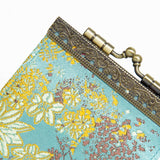 Cathayana CHR-90 Sky Blue Brocade Small Floral Pattern Card Holder With Rfid Card Case Card Wallet