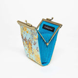 Cathayana CHR-90 Sky Blue Brocade Small Floral Pattern Card Holder With Rfid Card Case Card Wallet