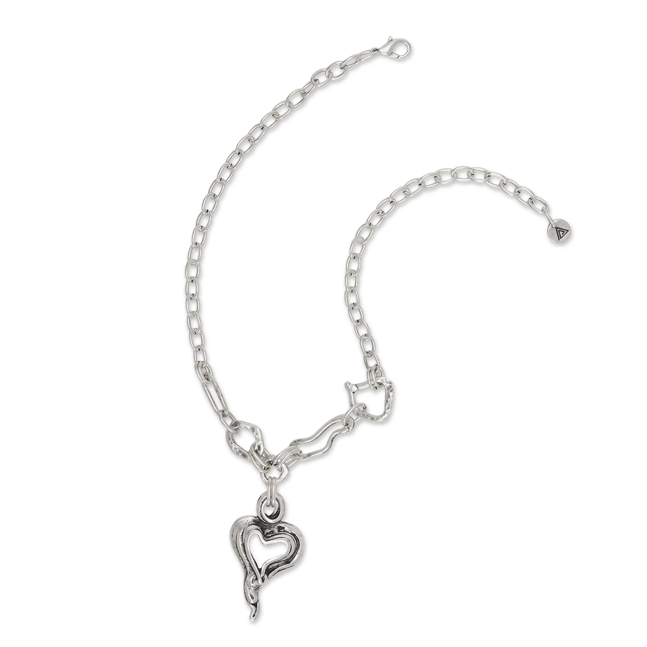 Chanour CN108 Handmade Silver Plated Pewter Necklace With Heart Pendant