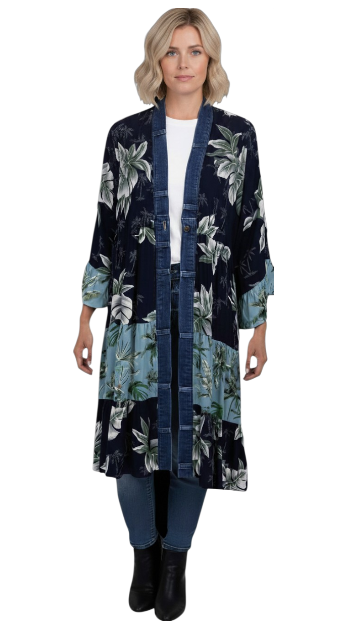 Shannon Passero 5409CP One Size Coastal Print Ying Long Cardigan