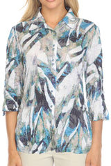 Carine BC16248 CRYSTAL GROVE Burnout Crinkle Sabrina Shirt