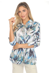 Carine BC16248 CRYSTAL GROVE Burnout Crinkle Sabrina Shirt
