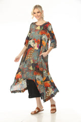 Moonlight D4224PRG RUST Mixed Pattern Patch Print Dress