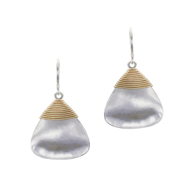 Marjorie Baer E0121RDW Hammered Rounded Triangle with Wire Wrapping Wire Earring