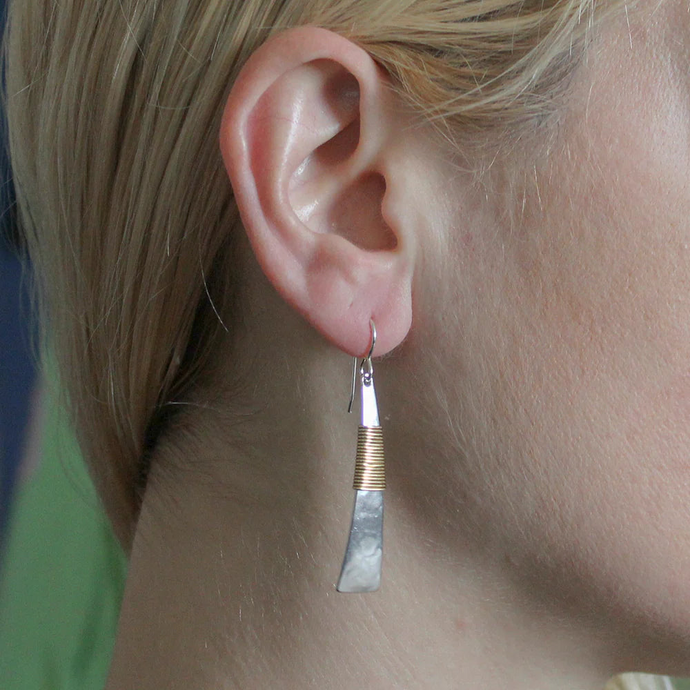 Marjorie Baer E0188RDW Long Wire Wrapped Triangle Wire Earring