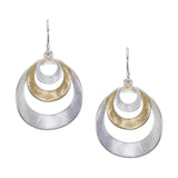 Marjorie Baer E0279DW Silver and Brass Medium Curved and Tiered Rings Wire Earring
