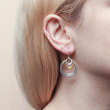 Marjorie Baer E0279DW Silver and Brass Medium Curved and Tiered Rings Wire Earring