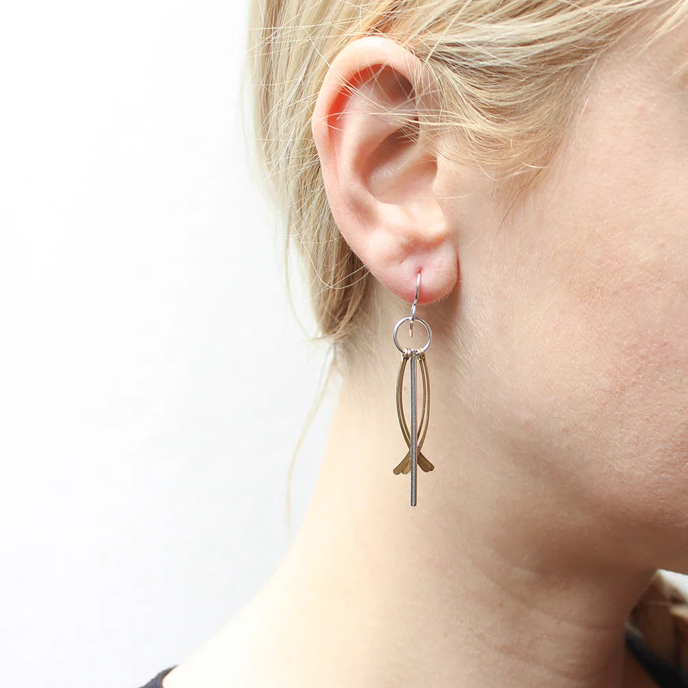 Marjorie Baer E0441DW Ring with Rod and Fringe Wire Earring