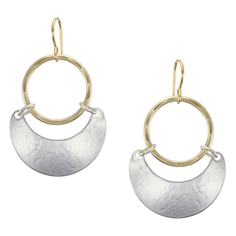 Marjorie Baer E0690DW Large Ring with Hinged Crescent Wire Earrings