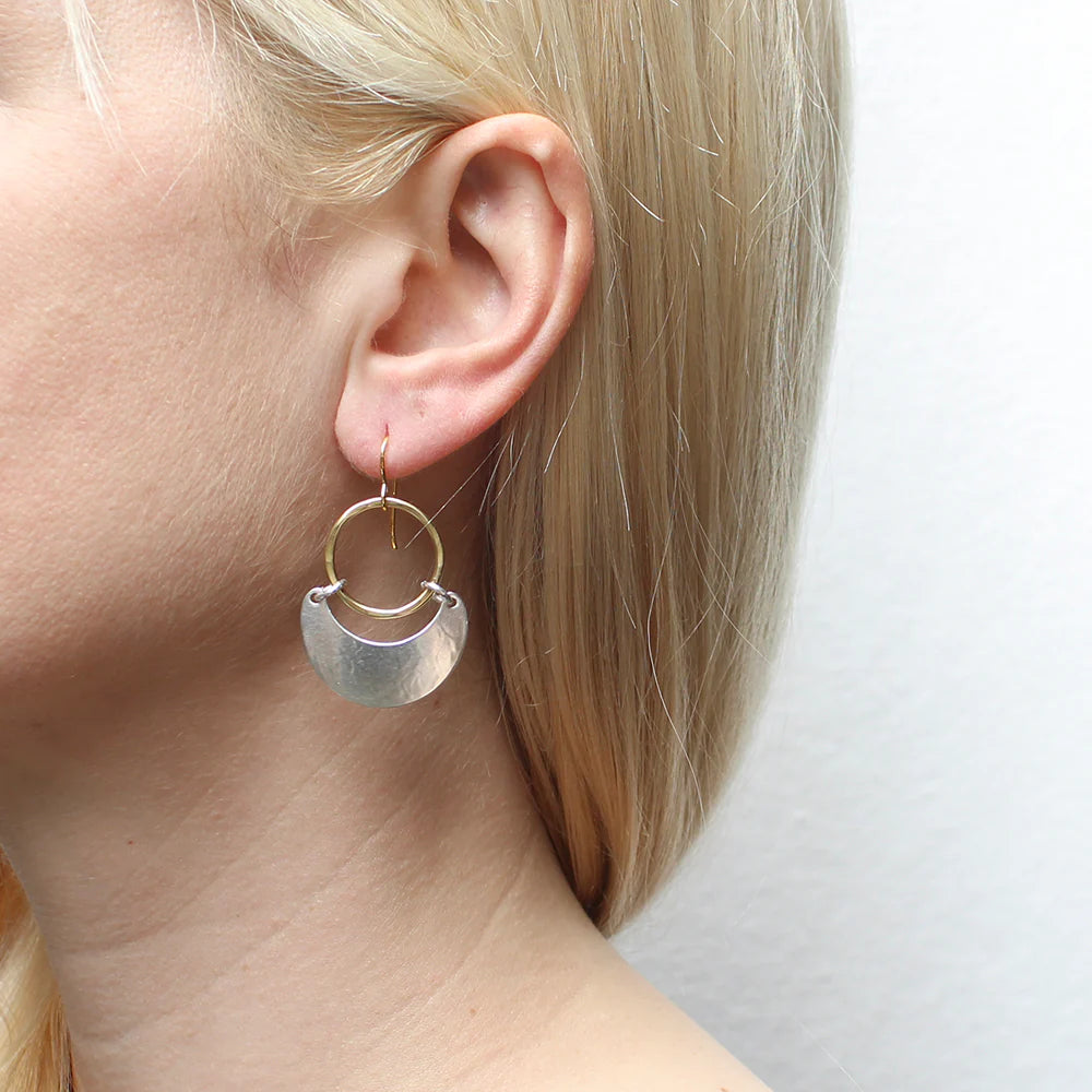 Marjorie Baer E0690DW Large Ring with Hinged Crescent Wire Earrings