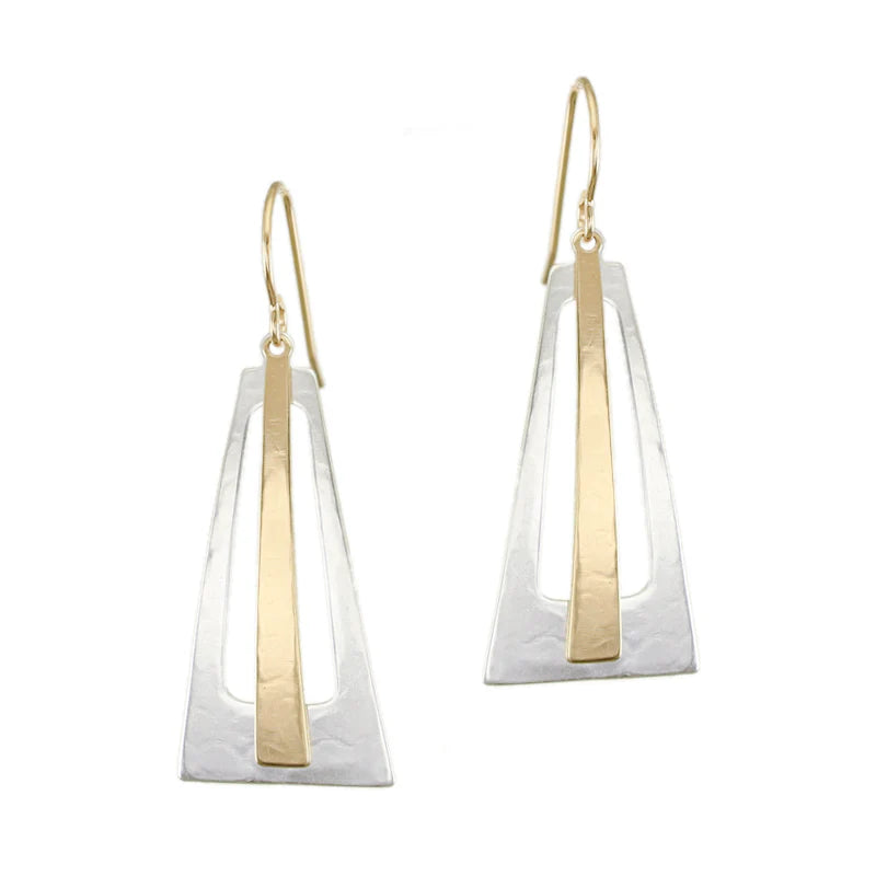 Marjorie Baer E1731DW Rays and Open Pyramid Wire Earrings
