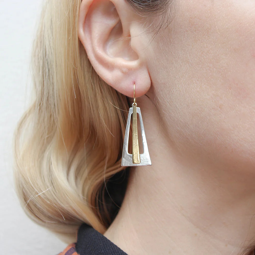 Marjorie Baer E1731DW Rays and Open Pyramid Wire Earrings