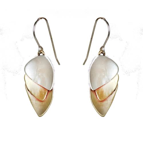 Whitney Designs E3917 Deco Sterling Silver & Brass Earring