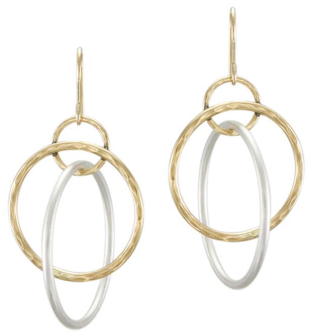 Marjorie Baer E9774DW Three Interlocking Wire Rings Earring