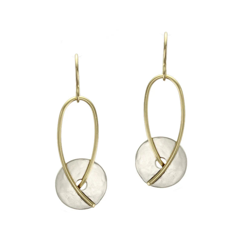 Marjorie Baer E8197DSW Disc and Loop in Brass and Sterling Silver Earring