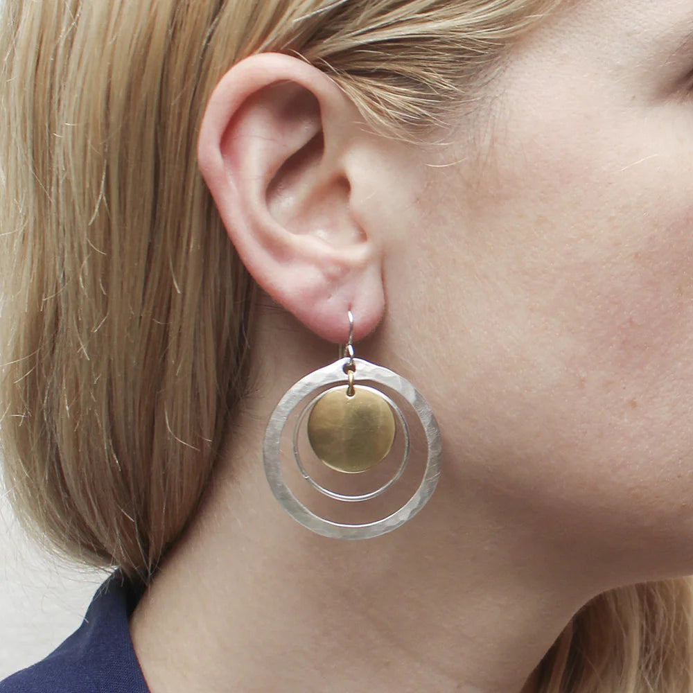Marjorie Baer E9085DW Large Disc and Rings Earring