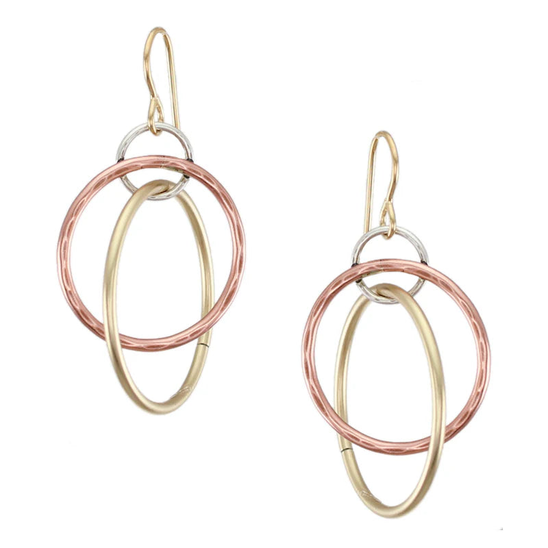 Marjorie Baer E9774TW Three Interlocking Wire Rings Earring