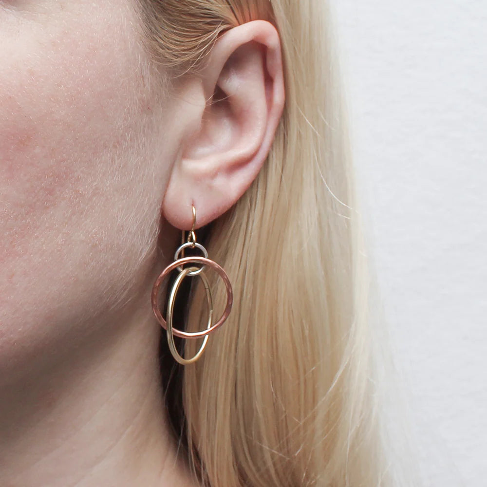 Marjorie Baer E9774TW Three Interlocking Wire Rings Earring