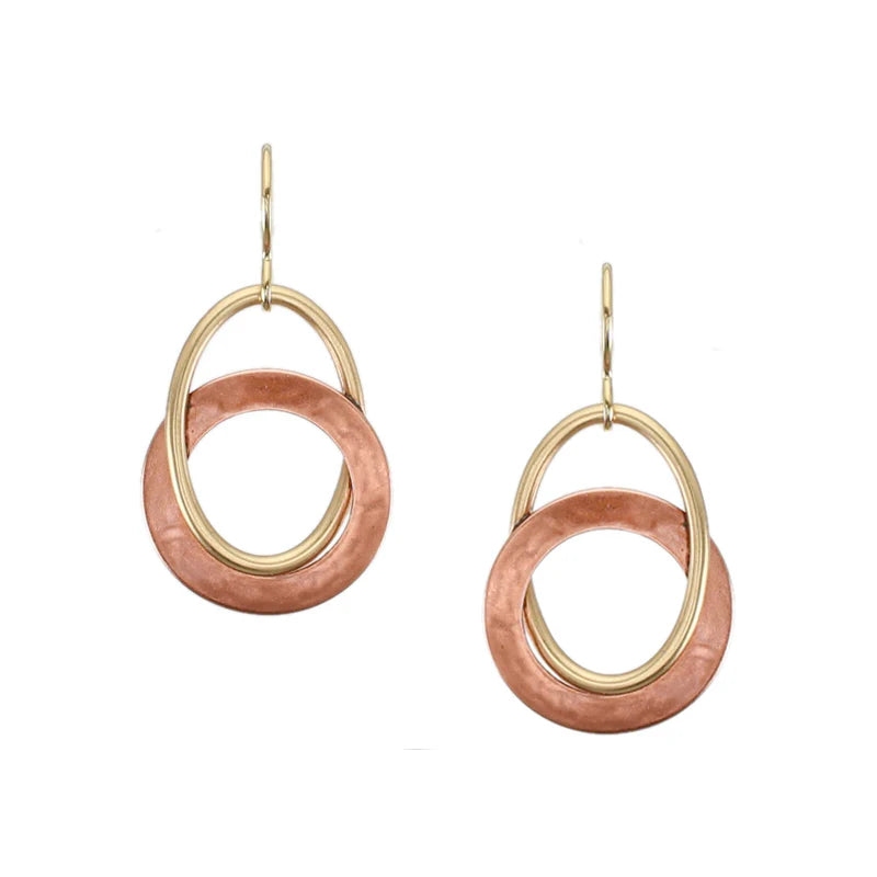 Marjorie Baer E9792CW Ring with Perpendicular Interlocking Oval Wire Ring Wire Earring
