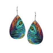 Artista ETD28 PEACOCK FEATHER Large Teardrop Earrings