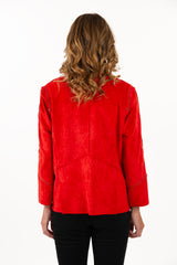 Lemongrass 3985CH CHERRY Ultra Suede One-Button Jacket With Pockets