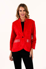 Lemongrass 3985CH CHERRY Ultra Suede One-Button Jacket With Pockets