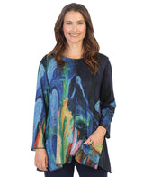 Jess & Jane FB2-1449H Heather LAYLA Printed French Brush Tunic With Pocket